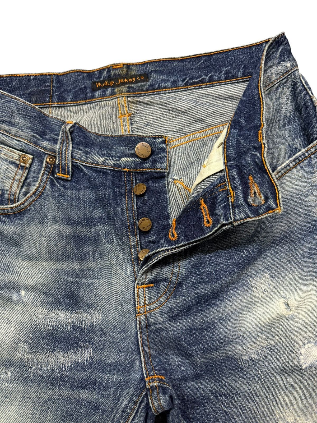 Nudie Jeans Vintage Nudie Jeans Grim Tim David Replica Distressed Denim Size US 31 - 8 Thumbnail