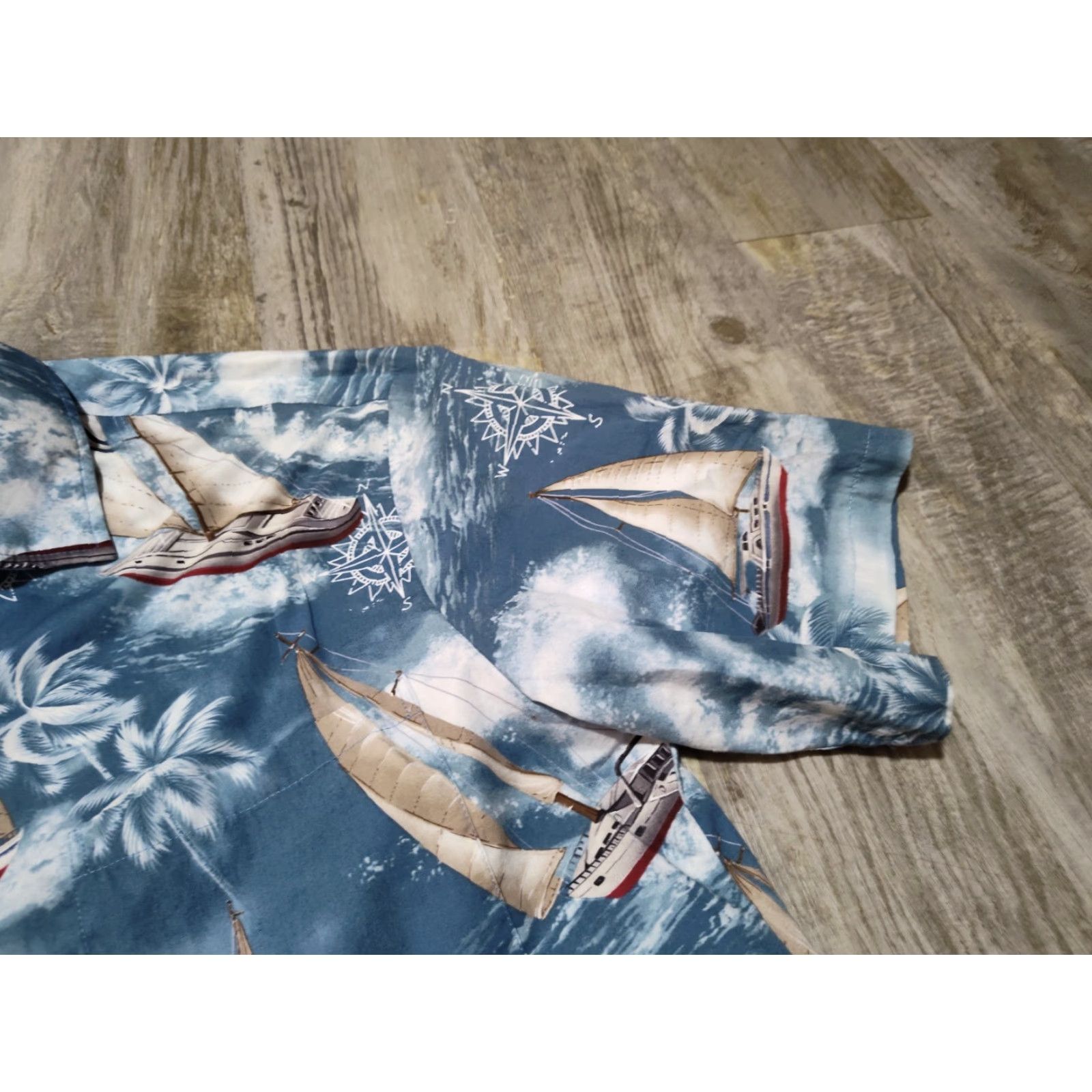 Vintage VINTAGE Pacific Legend Hawaiian Shirt Men L Short Sleeve Cotton Geometric Sailboats USA 90s Tropical Size US L / EU 52-54 / 3 - 3 Thumbnail