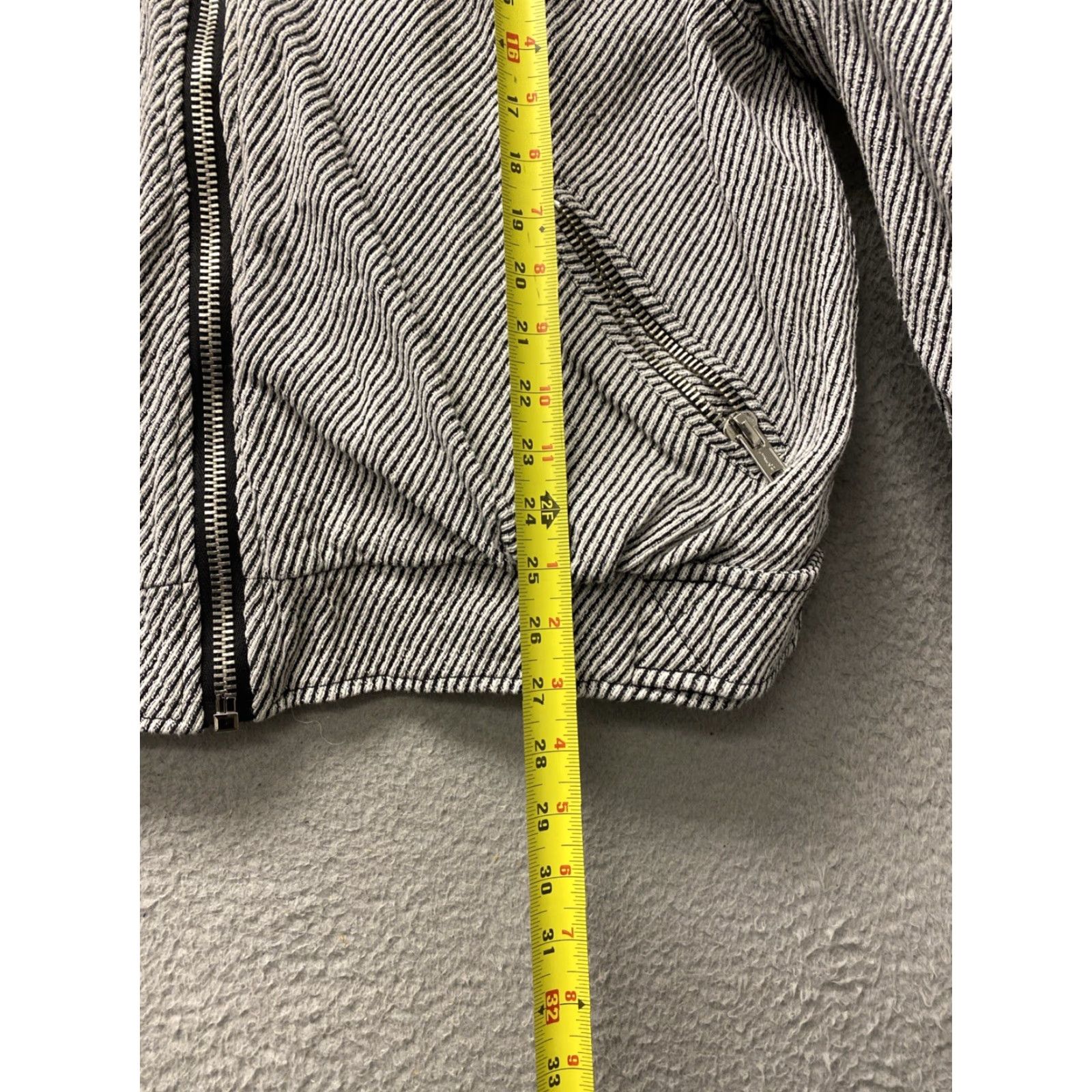 Free People Free People Jacket Zip Coat Womens L Black White Striped Cotton / Size L / US 10 / IT 46 - 6 Thumbnail