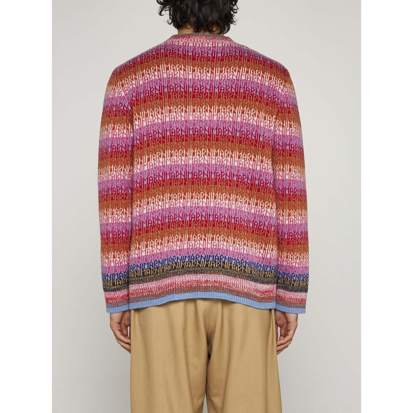 Marni Marni Striped Logo Knit Multicolor Wool Crew Sweater Size US S / EU 44-46 / 1 - 4 Thumbnail