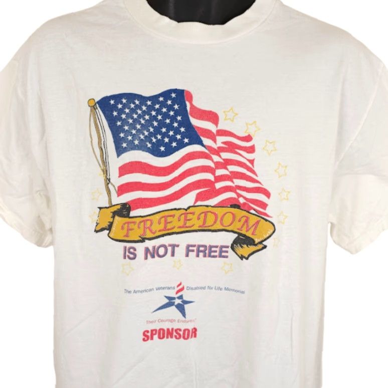 Vintage VINTAGE Freedom Is Not Free T Shirt Mens Size Large White Y2K American Flag Size US L / EU 52-54 / 3 - 2 Thumbnail