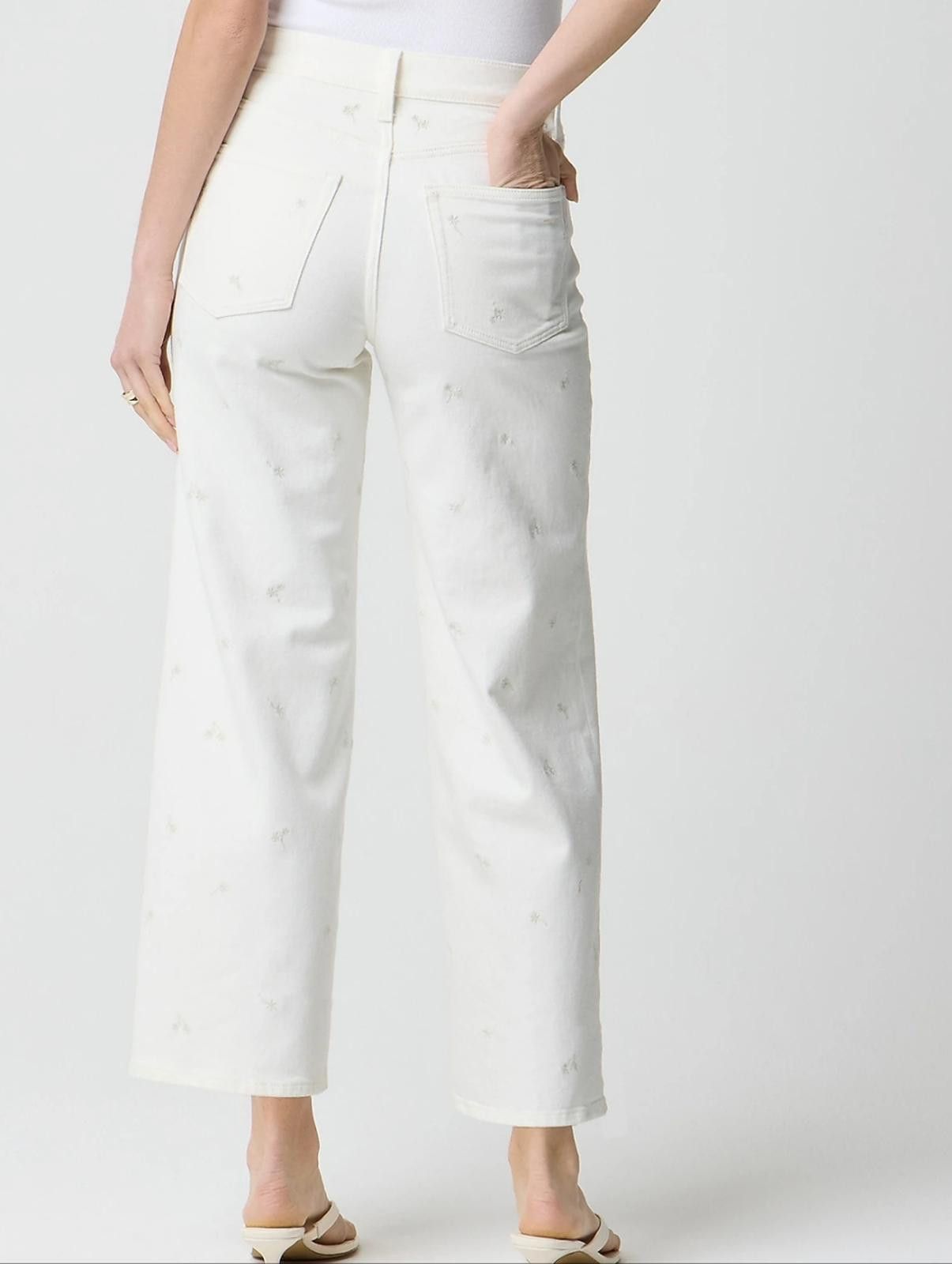 J.Crew J Crew Wide-leg embroidered cropped jean Size 31" - 6 Thumbnail