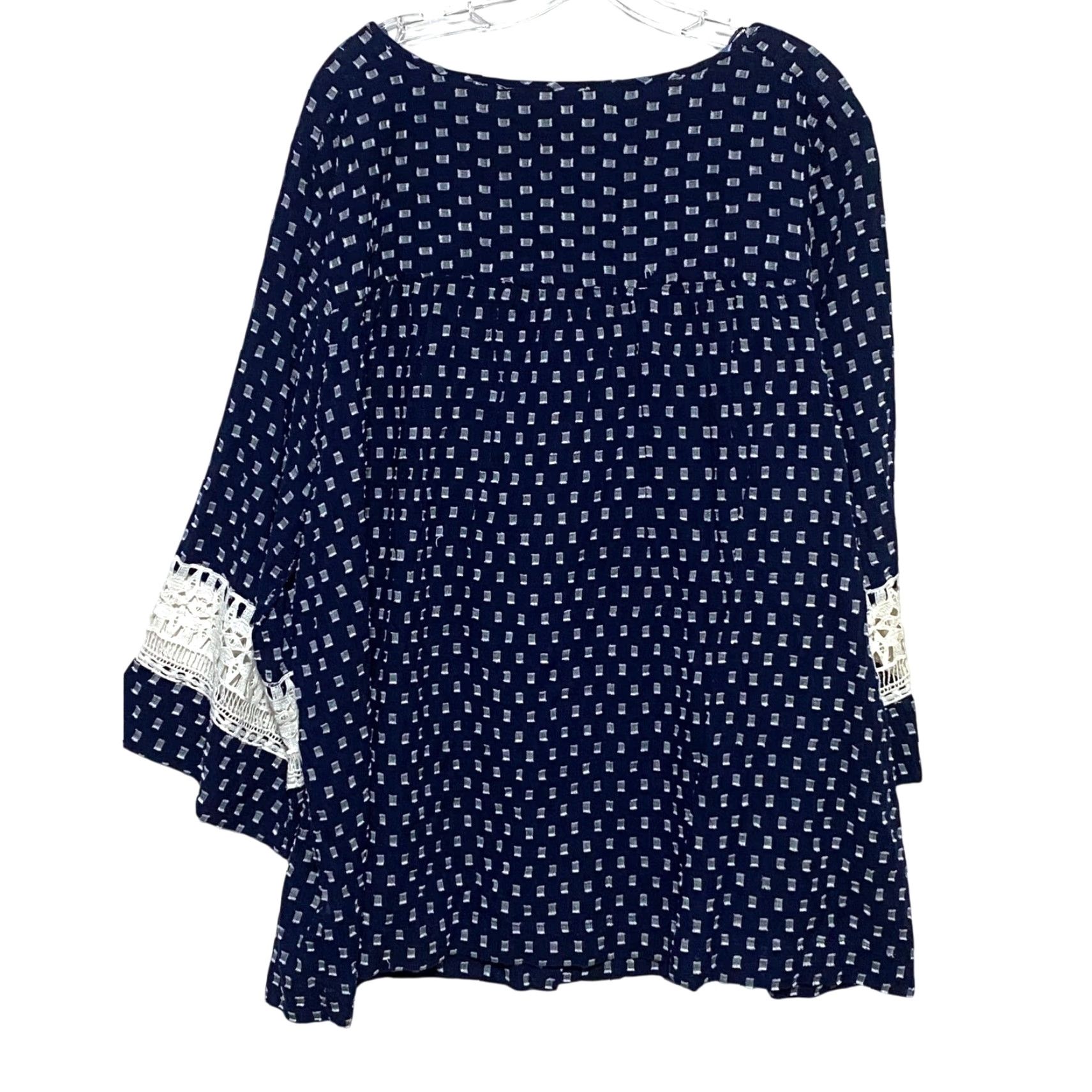 Vintage VINTAGE Intro Love Tunic Blouse 3X Crochet Blue White Boho Beach Resort Women Plus Tunic Blouse Womens Bohemian Coastal Summer Beachwear Size XXL / US 16-18 / IT 52-54 - 3 Thumbnail