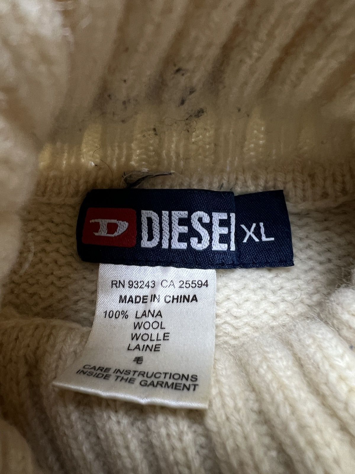 Diesel Diesel Vintage Distressed Knitwear Cream Wool Sweater 90's Size L / US 10 / IT 46 - 12 Thumbnail