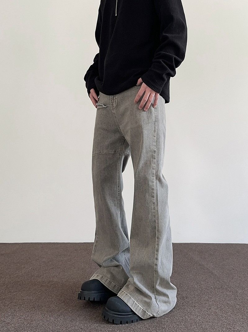 Flared Gray Baggy Denim Jeans
