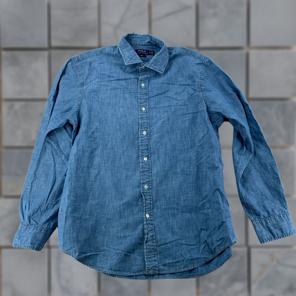 Polo Ralph Lauren Polo Ralph Lauren Shirt Mens XL Blue Indigo Denim Long Sleeve Collared Button Up Size US XL / EU 56 / 4 - 1 Thumbnail