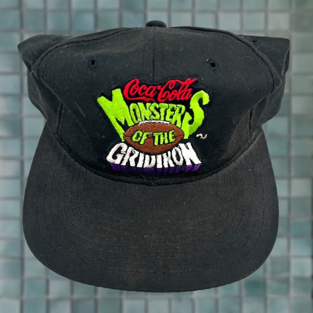 Starter VINTAGE Starter Coca-Cola Monsters of the Grid Iron Snap Back Cap Men One Size Black Figure: Bill, Blue Graphic 90s Sports Accessories Size ONE SIZE - 1 Thumbnail