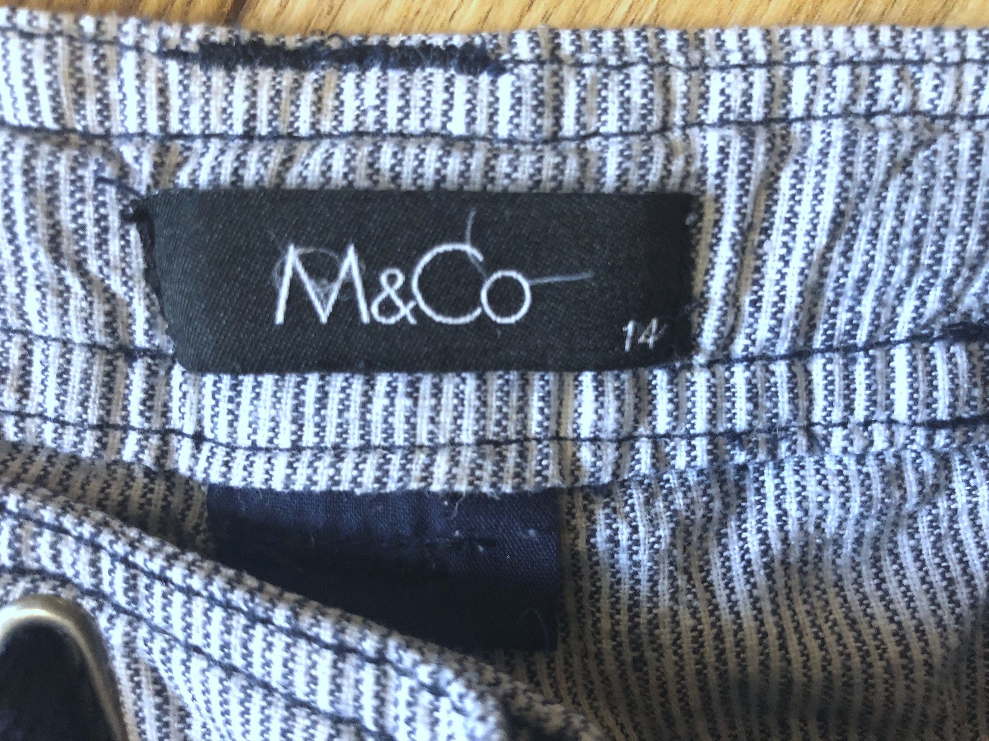 Other Women's linen trousers with white blue stripes, size L/40-42 Size 27" / US 4 / IT 40 - 2 Thumbnail