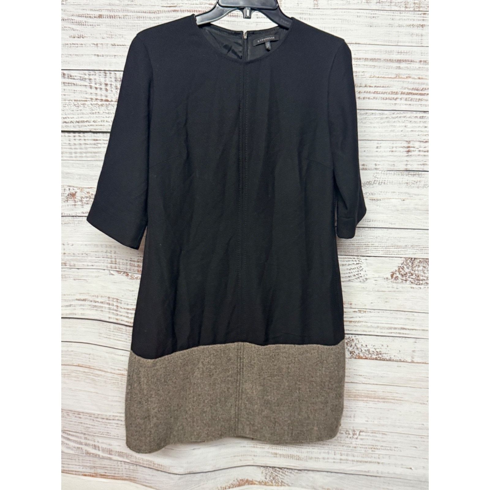STRENESSE Strenesse Wool Knit Short Sleeve Black Brown Herringbone 8 Size M / US 6-8 / IT 42-44 - 1 Thumbnail
