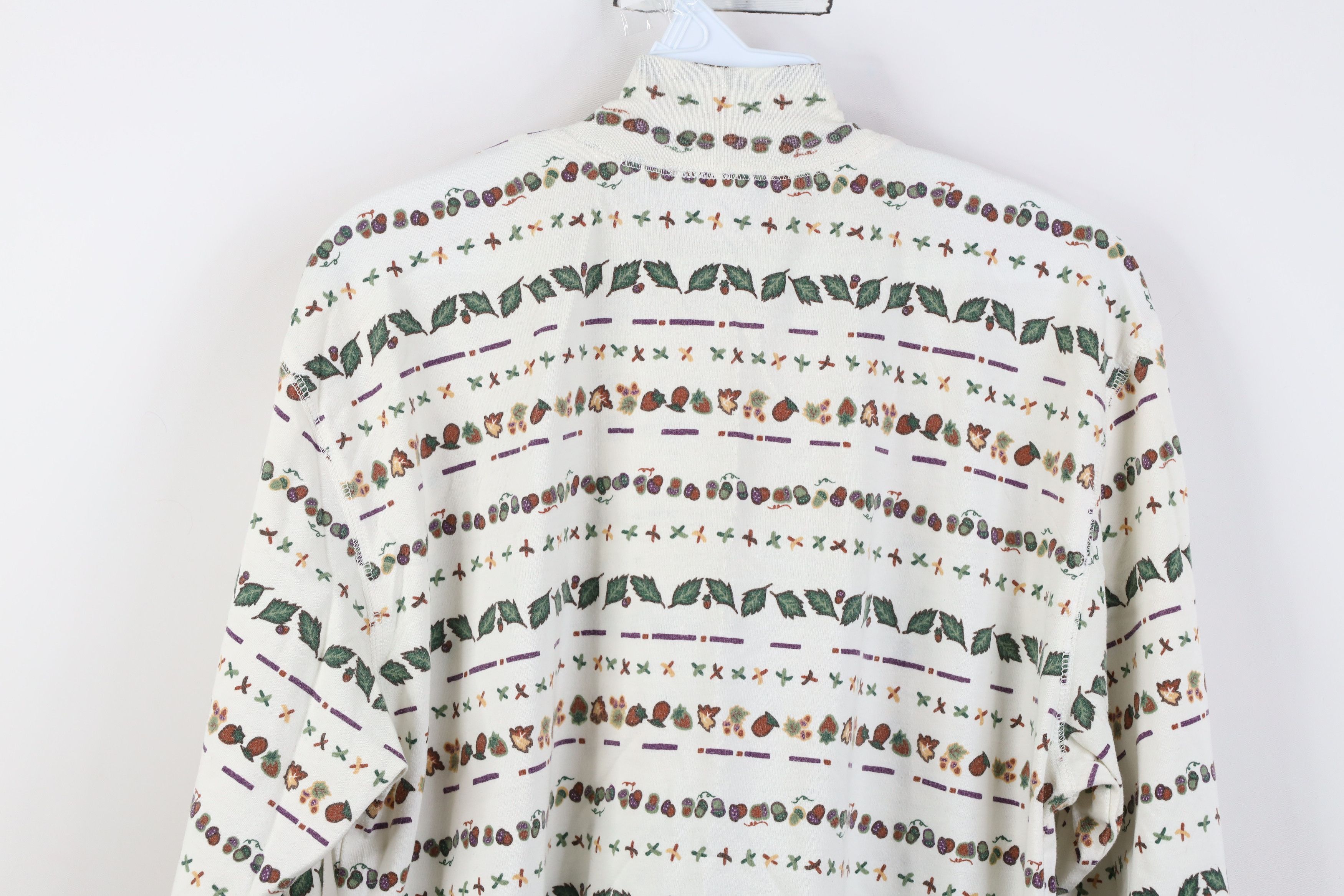 Vintage Vintage 90s Streetwear Fall Leaf Acorn Mock Neck T-Shirt Size L / US 10 / IT 46 - 9 Thumbnail