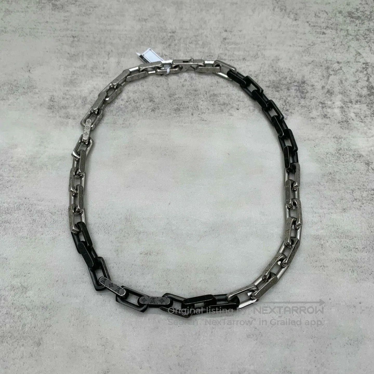 Louis Vuitton lv black and silver chain necklace. Size ONE SIZE - 2 Thumbnail