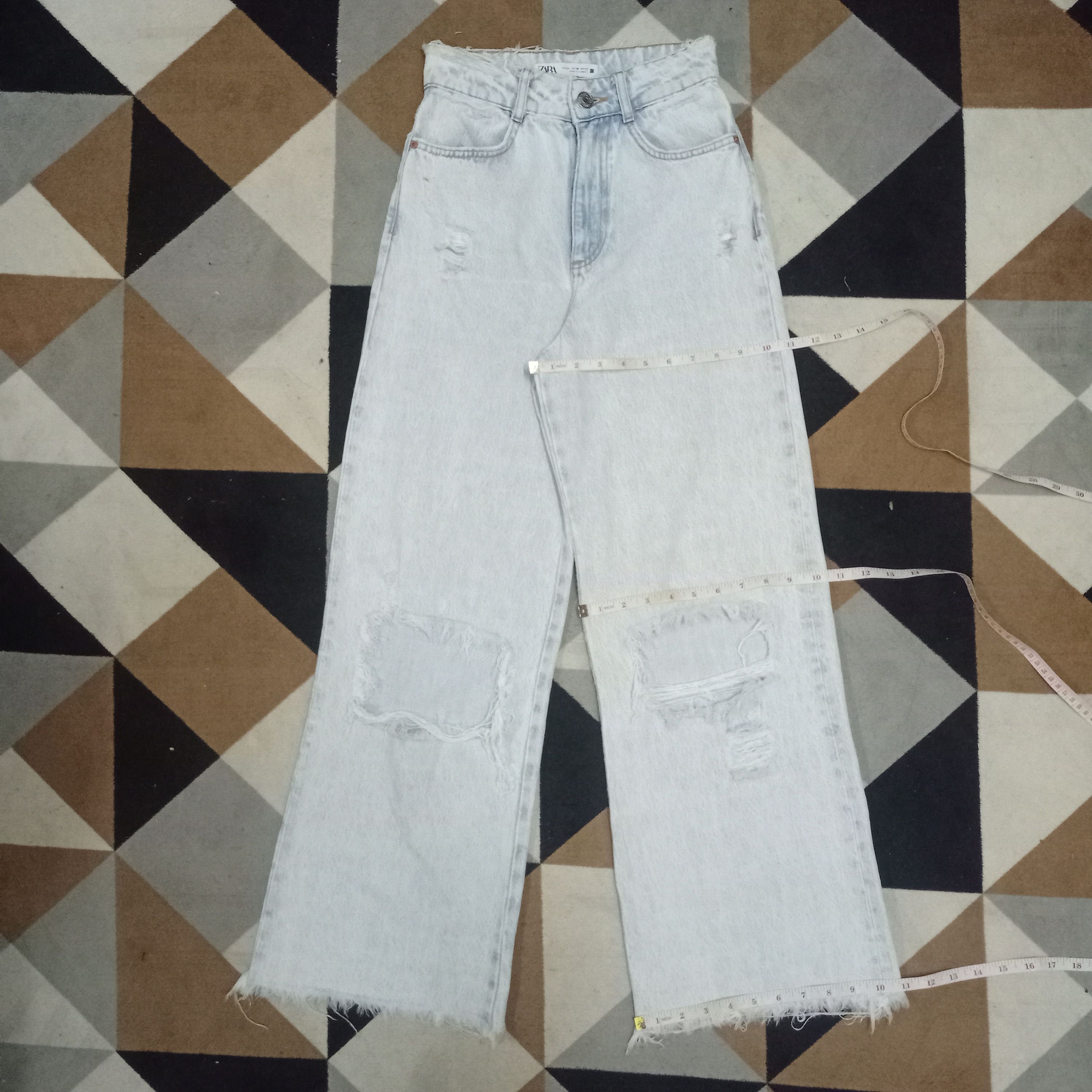 Zara Vintage Zara High Rise Ripped Baggy Flare Jeans Size 25" / US 0 / IT 36 - 9 Thumbnail