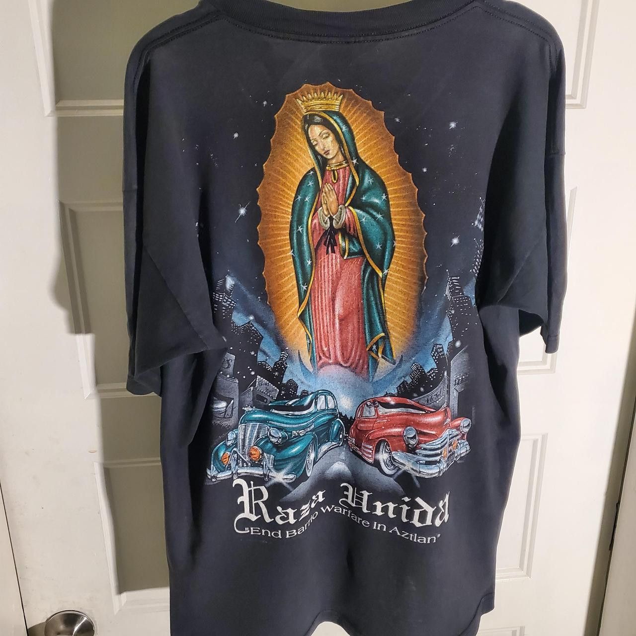 Homies Vintage 90s aztlan raza unida Virgen de Guadalupe lowriders Size US XL / EU 56 / 4 - 2 Thumbnail