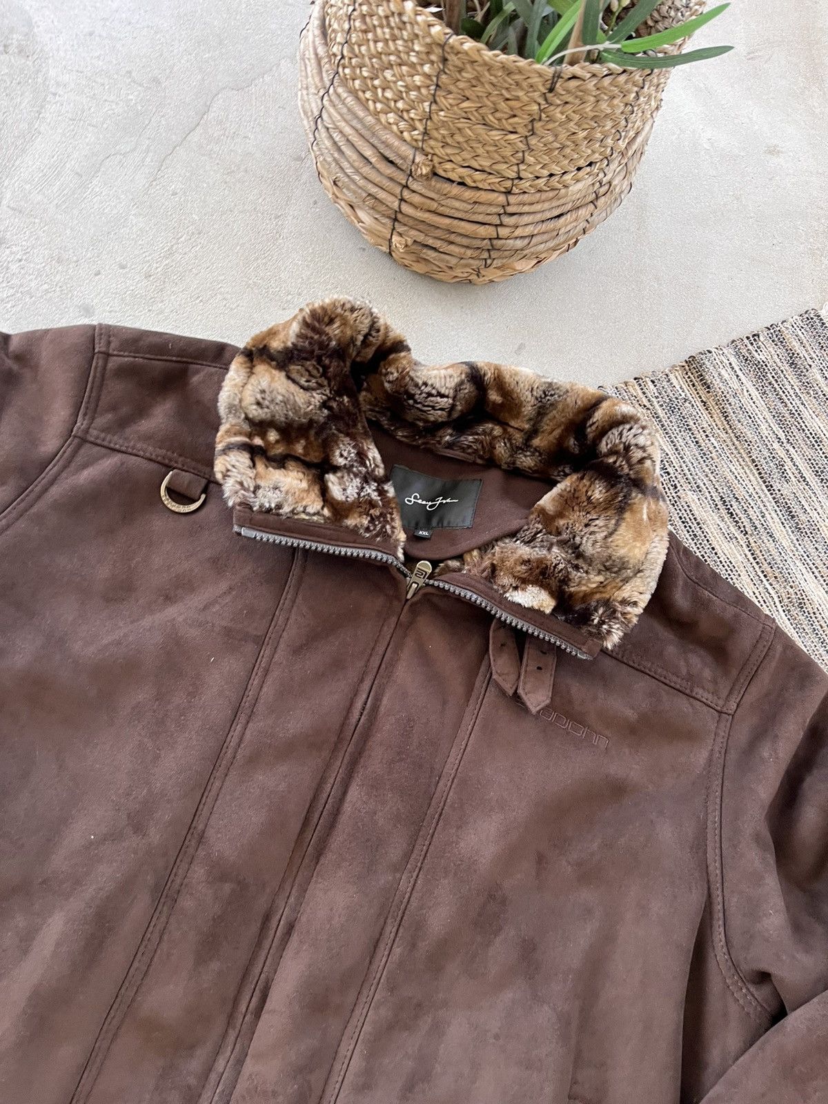 Sean John Sean John Shearling Coat Brown Jacket Faux Fur Suede Style Size US XXL / EU 58 / 5 - 5 Thumbnail