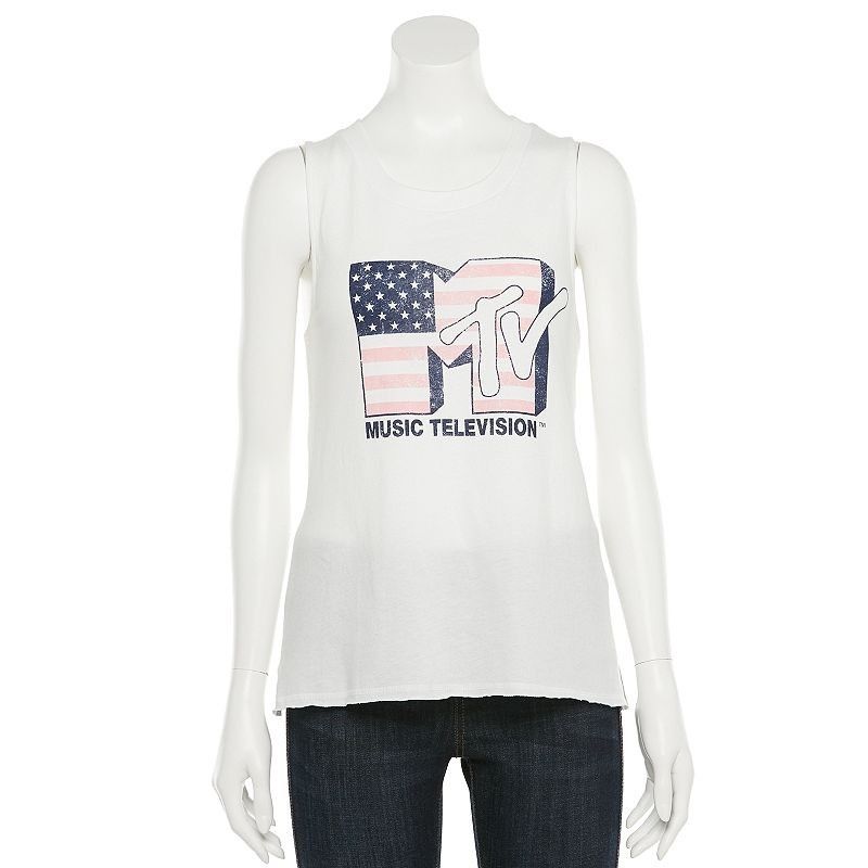Mtv MTV Retro Sleeveless Tank Top S White Cotton Americana Flag Size S / US 4 / IT 40 - 1 Thumbnail