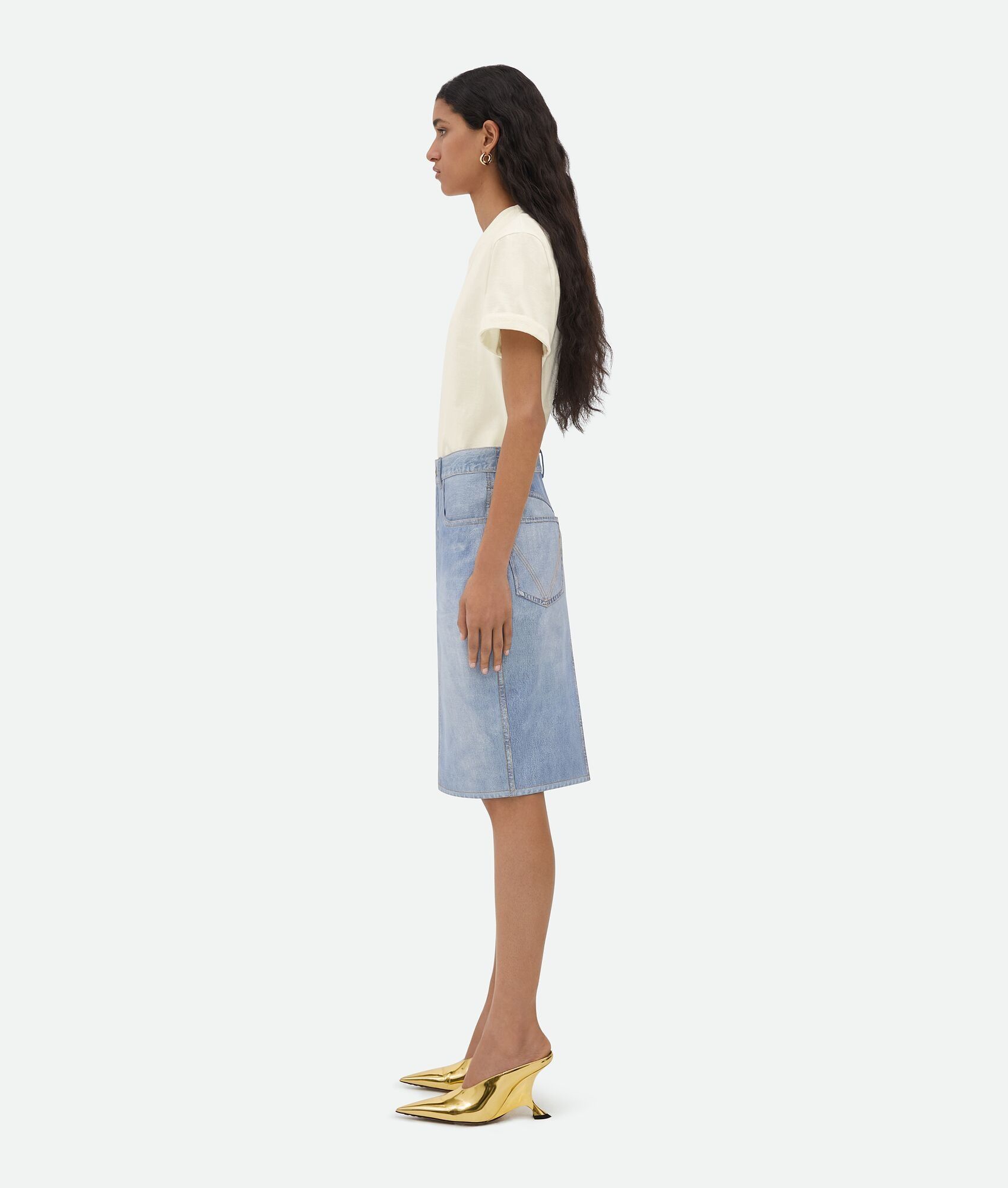 Bottega Veneta o1bcso1str0425 Light Cotton T-Shirt in Chalk Size S / US 4 / IT 40 - 2 Thumbnail