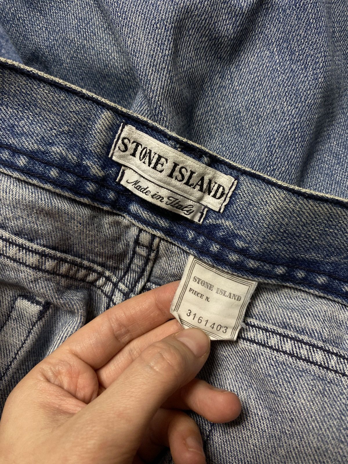 Stone Island Stone island vintage green badge tab blue denim jeans 90s Size US 31 - 8 Thumbnail
