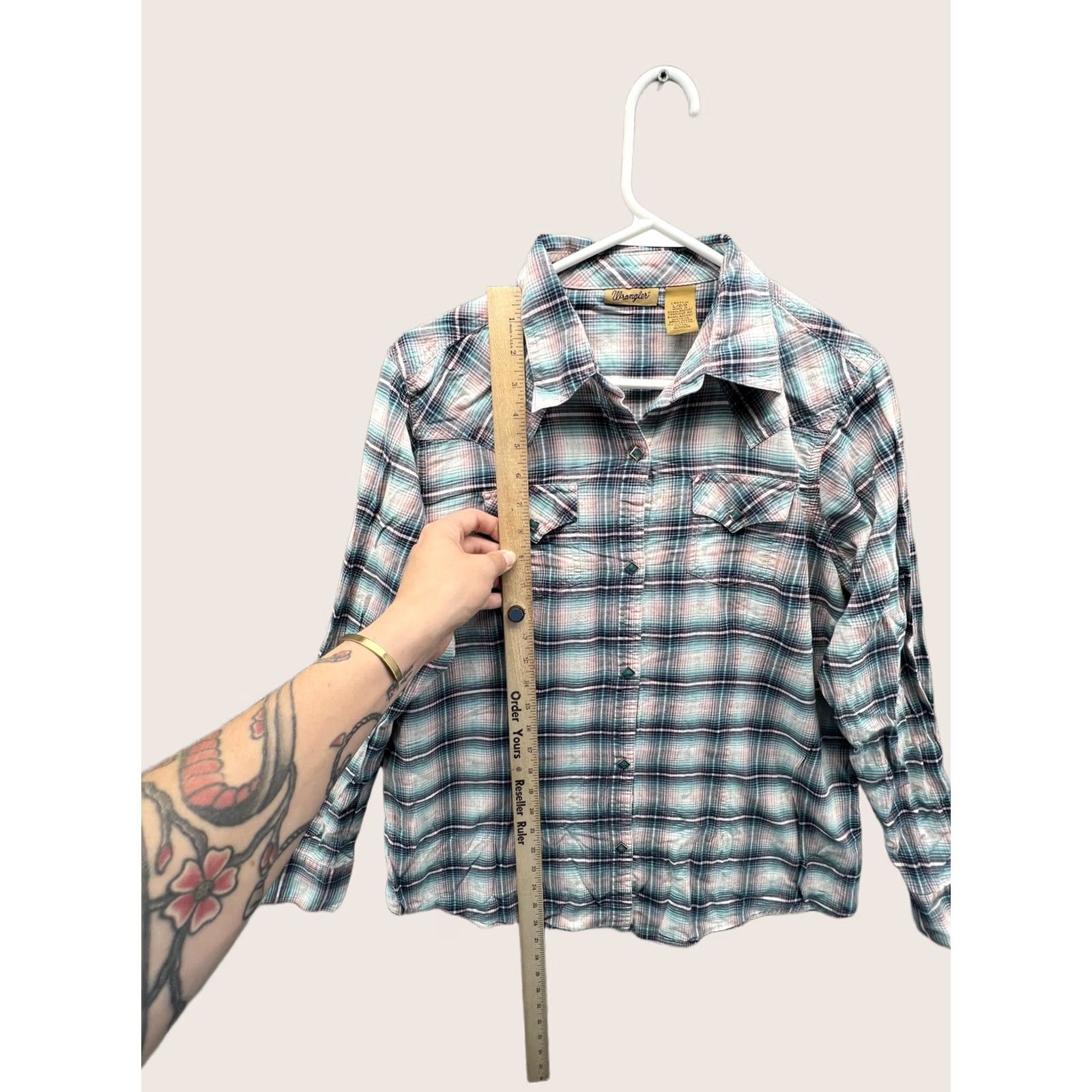 Wrangler Wrangler Shirt Womens Large Blue Plaid Button Front Long Sleeve Western Top Vintage Size L / US 10 / IT 46 - 1 Thumbnail