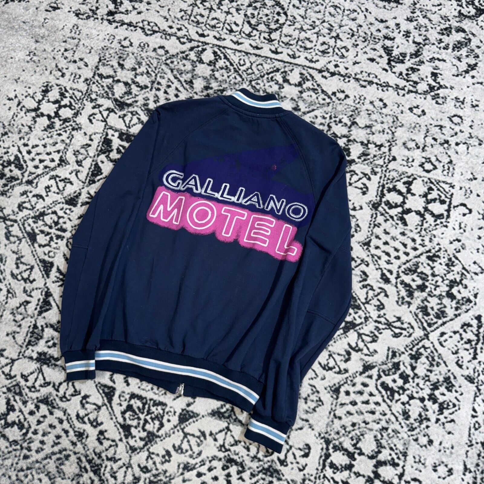 John Galliano × Vintage Vintage Galliano Navy Cotton Bomber Jacket Size XXS Y2K 90s Size US XXS / EU 40 - 2 Thumbnail
