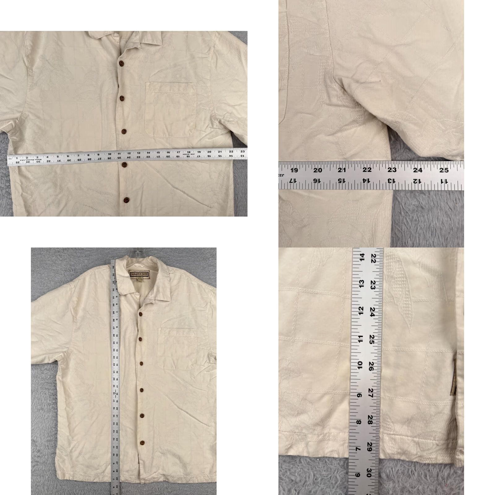 Vintage VINTAGE Jamaica Jaxx Shirt Men Large Beige Embroidered Palm Silk Hawaiian 90s Beach Designer Short Sleeve Silk Shirt Mens L Beige Size US L / EU 52-54 / 3 - 8 Thumbnail