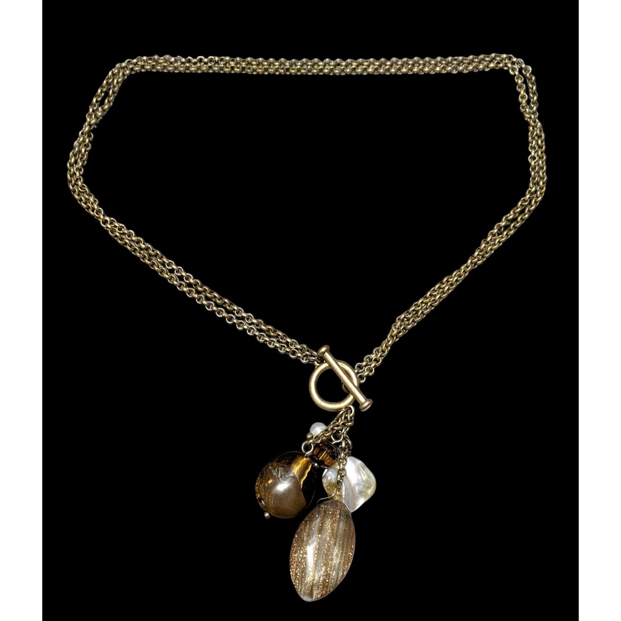 Other Retro Gold Shimmer Beaded Charm Toggle Necklace Size ONE SIZE - 1 Thumbnail