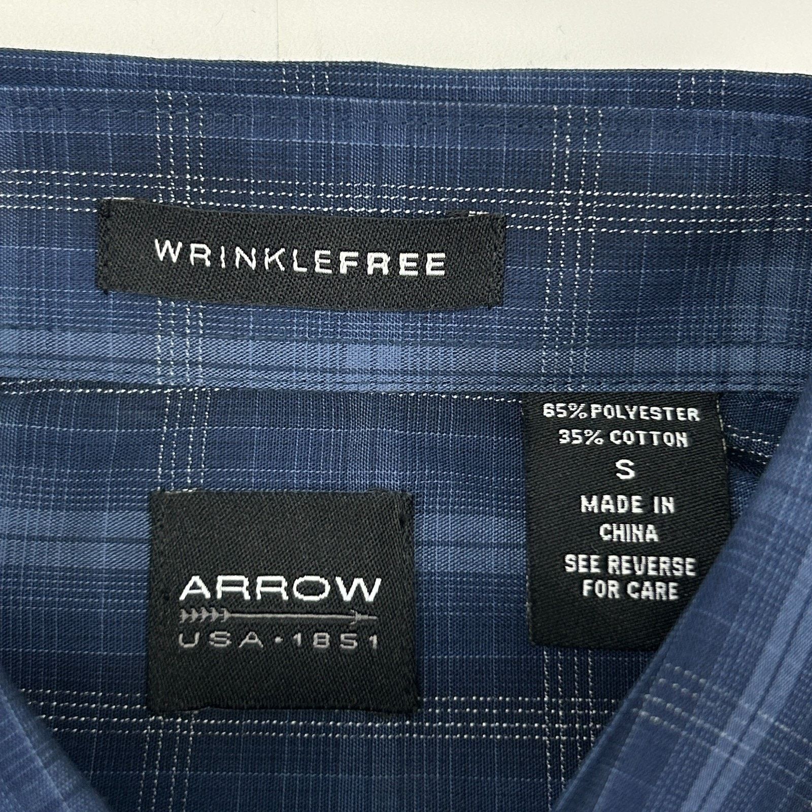 Arrow Arrow Wrinkle Free Button Front Shirt Blue Plaid S Small Size US S / EU 44-46 / 1 - 6 Thumbnail
