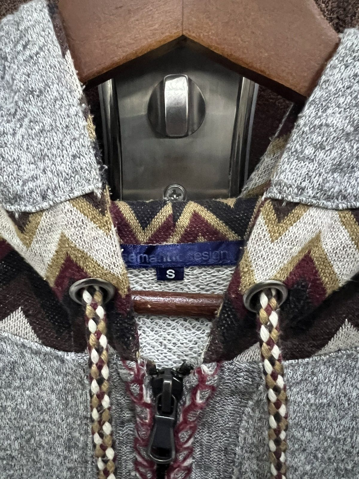 Japanese Brand Street Nordic Geometric Pullover Zipper Hooded Sweater Size S / US 4 / IT 40 - 6 Thumbnail