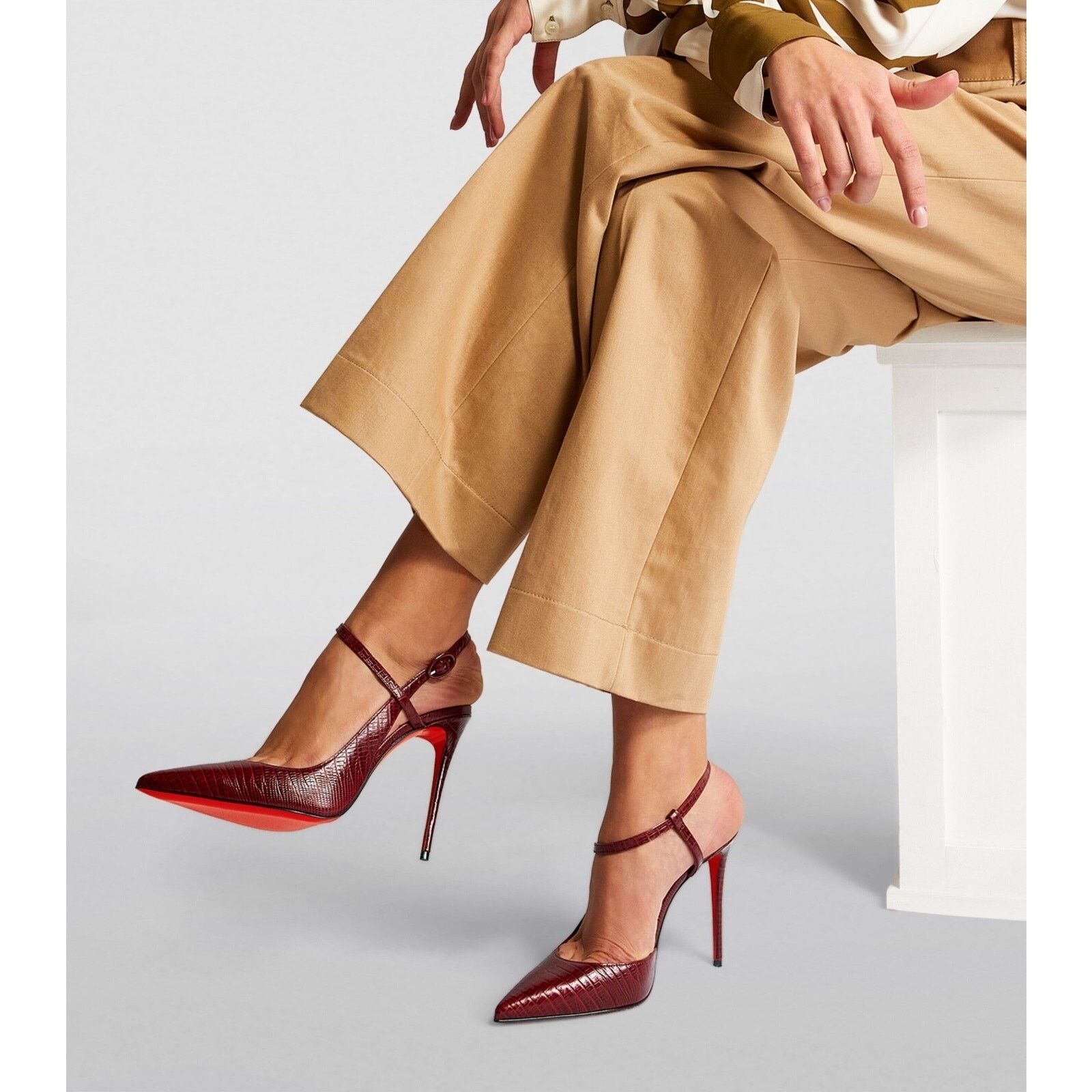 Christian Louboutin Jenlove 100 Bourbon Lizzy Ankle Strap Pointed Heel Pump 38 Size US 8 / IT 38 - 5 Thumbnail