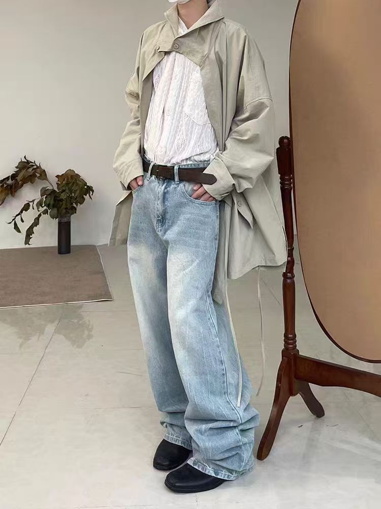 Japanese Brand × Jean Street baggy light coloured Y2K wash jeans Size US 31 - 2 Thumbnail