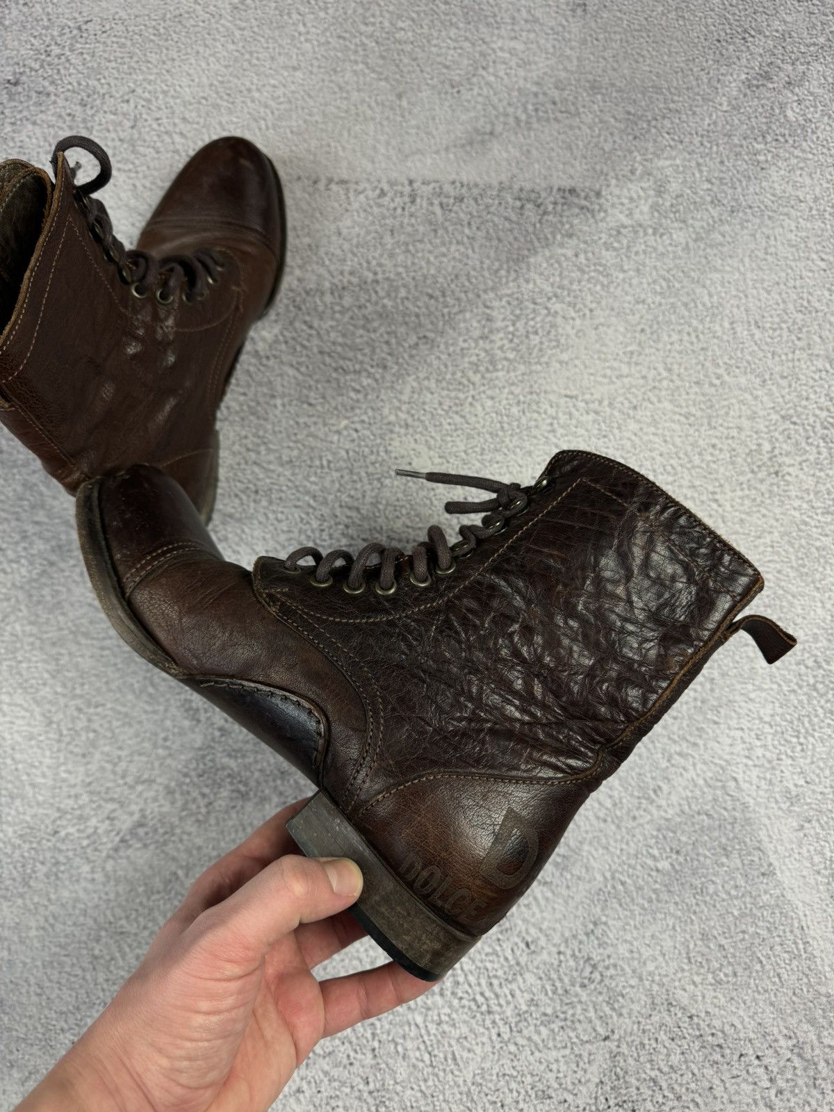 Dolce & Gabbana × Vintage DOLCE GABBANA Vintage Leather Unisex Boots Shoes Brown Size US 10 / IT 40 - 15 Thumbnail