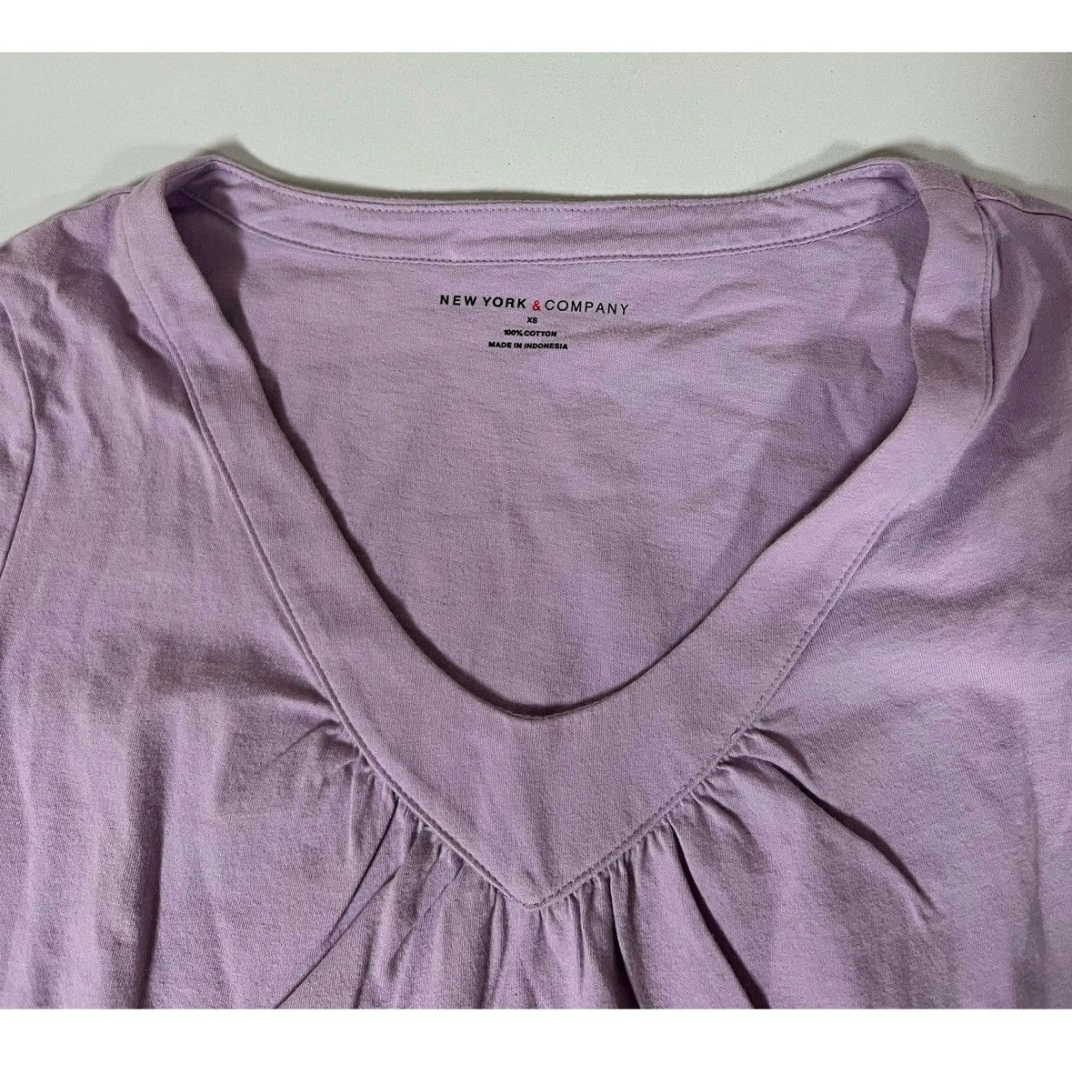 Jones New York Purple Lavender Ruched V-Neck Shirt Top Blouse Tee Size XS🪻✨ Size XS / US 0-2 / IT 36-38 - 3 Thumbnail