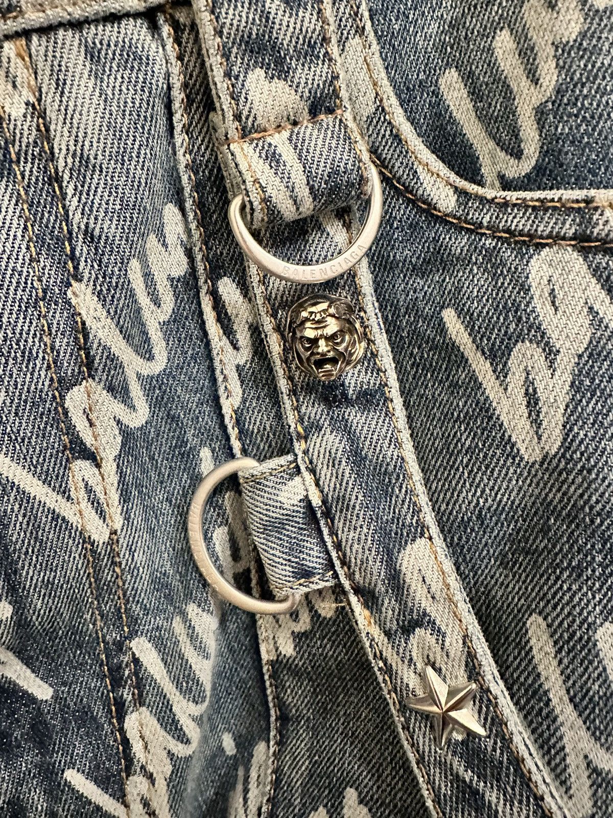 Balenciaga Balenciaga Raver Denim Script Logo Size US 30 / EU 46 - 11 Thumbnail