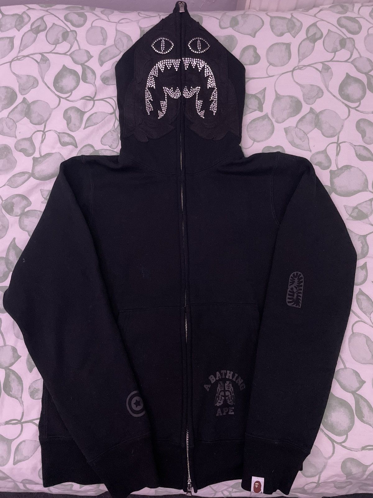 image of Bape Swarovski Tiger Full Zip Hoodie in Black, Men's (Size Small)