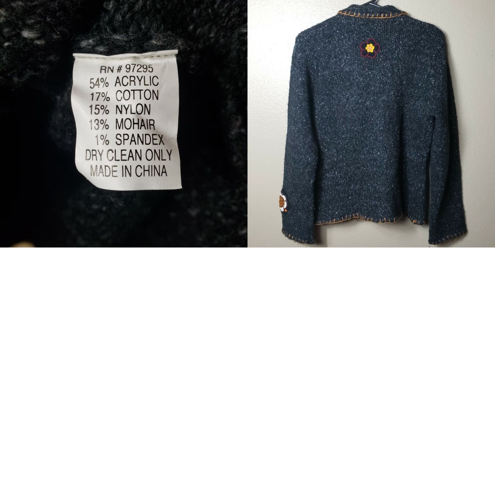 Vintage Relais Mohair Blend Floral Applique Sweater 2 Button Blazer Size S Women Gray Long Sleeve Embroidered Bohemian Size S / US 4 / IT 40 - 8 Thumbnail