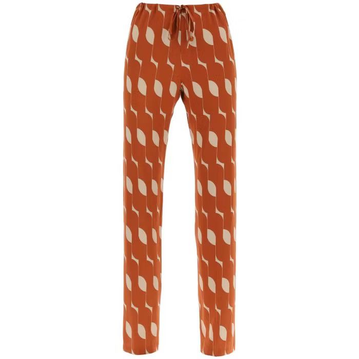 image of Dries Van Noten O1S22I1N0524 Silk Charmeuse Pants In Orange, Women's (Size 38)
