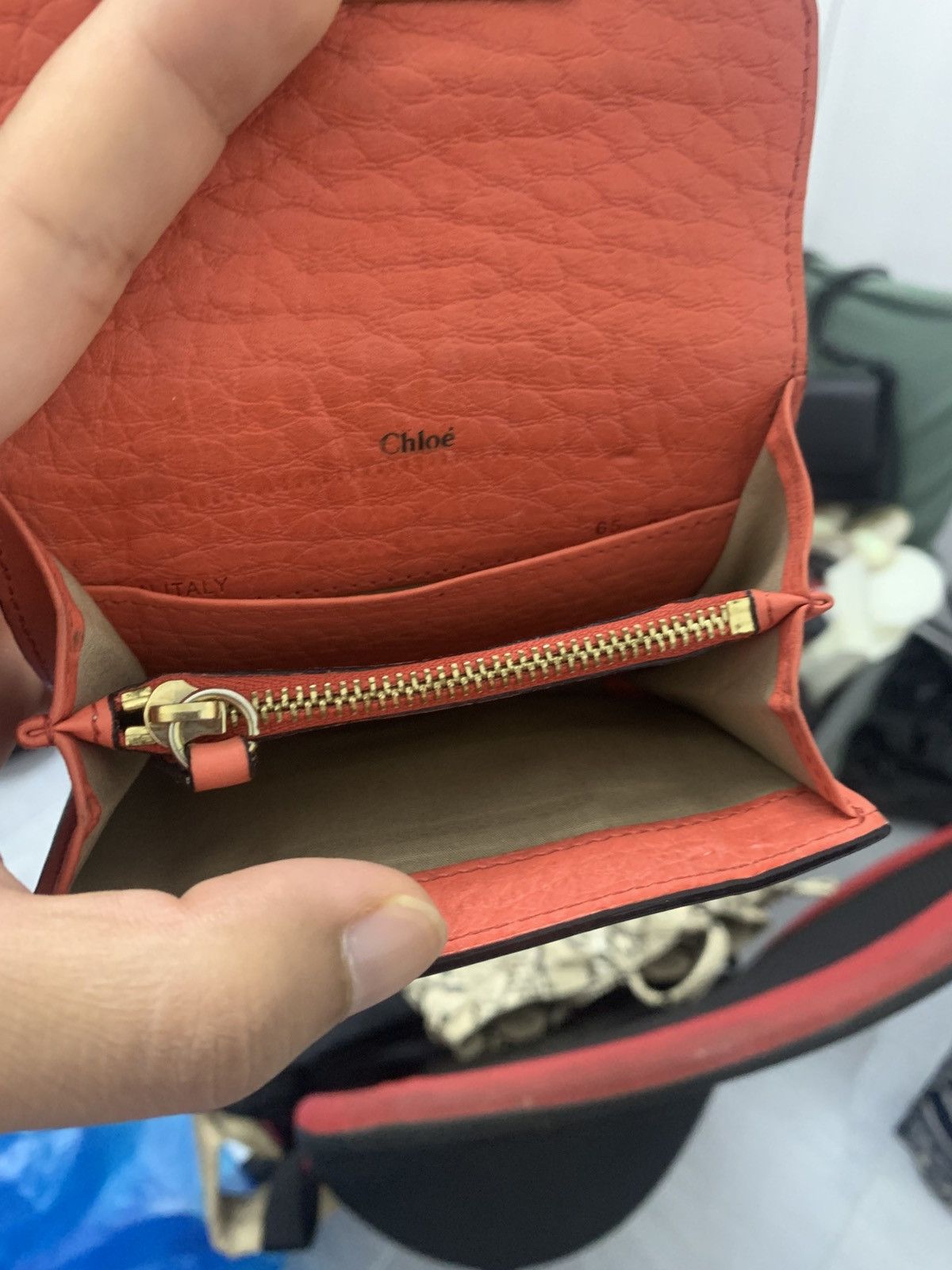 Chloe Chloé Padlock Leather Wallet – Orange Size ONE SIZE - 6 Thumbnail