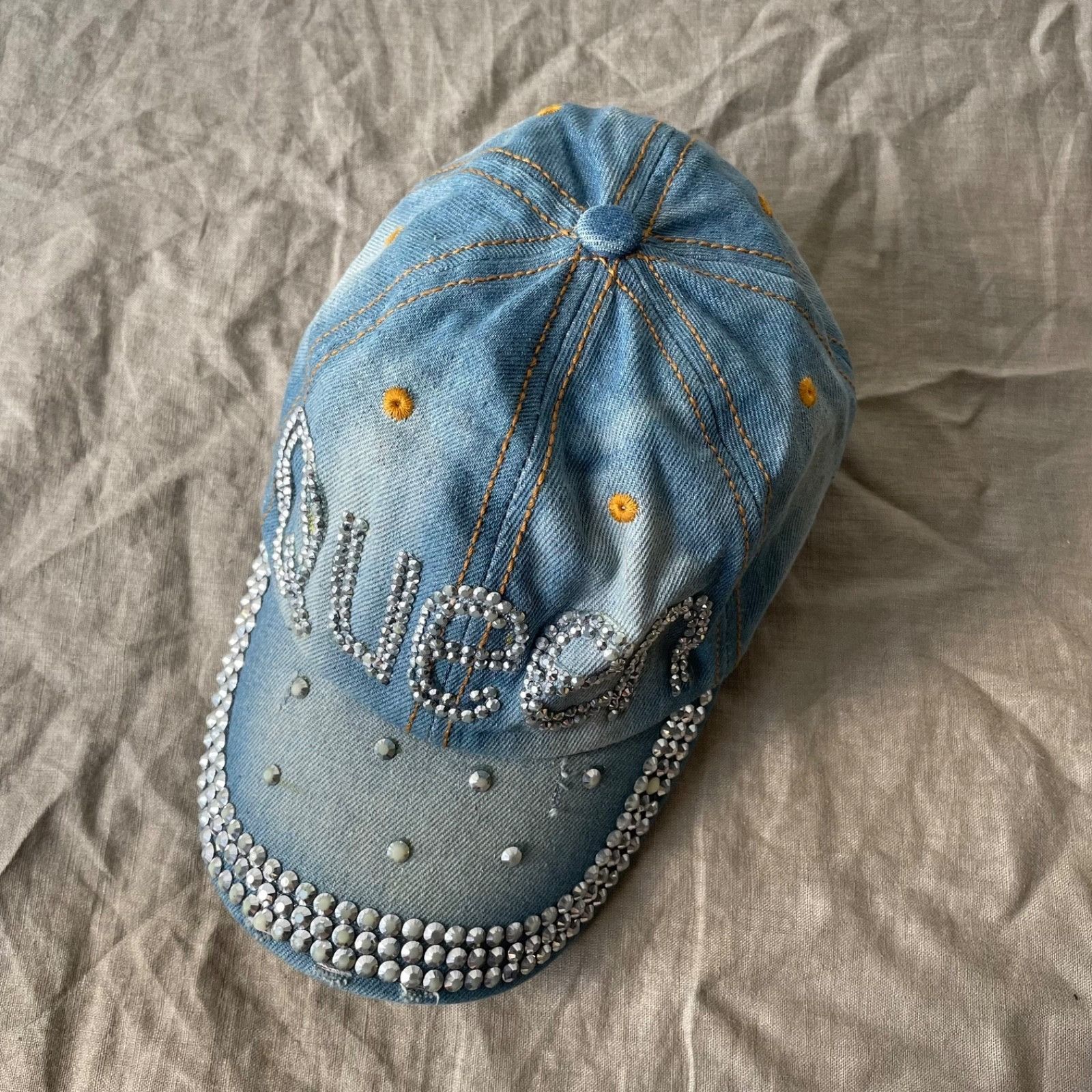 Vintage Y2K Rhinestone Queen Cap Denim Crystal Bling Hat Adjustable Size ONE SIZE - 4 Thumbnail