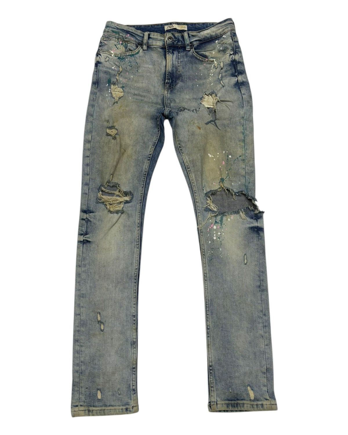 Yasuyuki Ishii Ripped THRASHED Distress Painter Acid Wash Zara Skinny Jeans Size US 30 / EU 46 - 1 Thumbnail