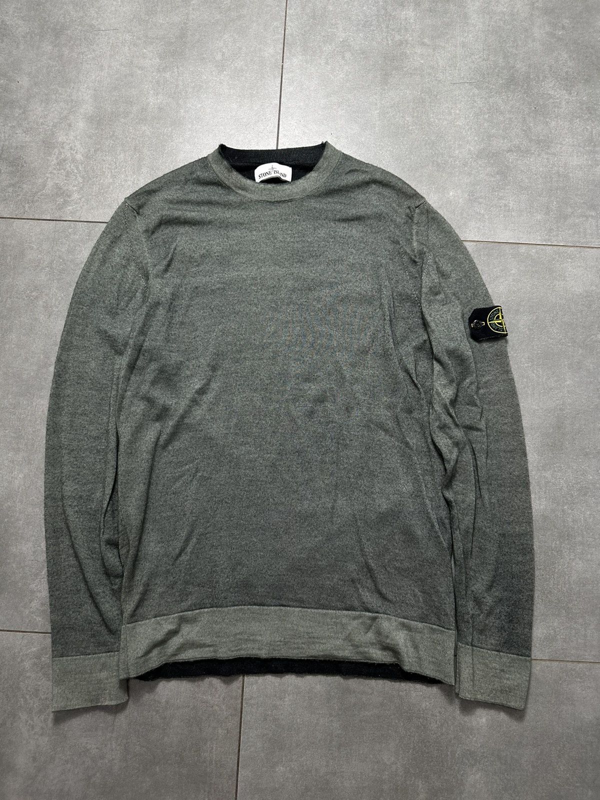 image of Massimo Osti x Stone Island Vintage Stone Island Y2K Patch Sweaters in Green, Men's (Size XL)