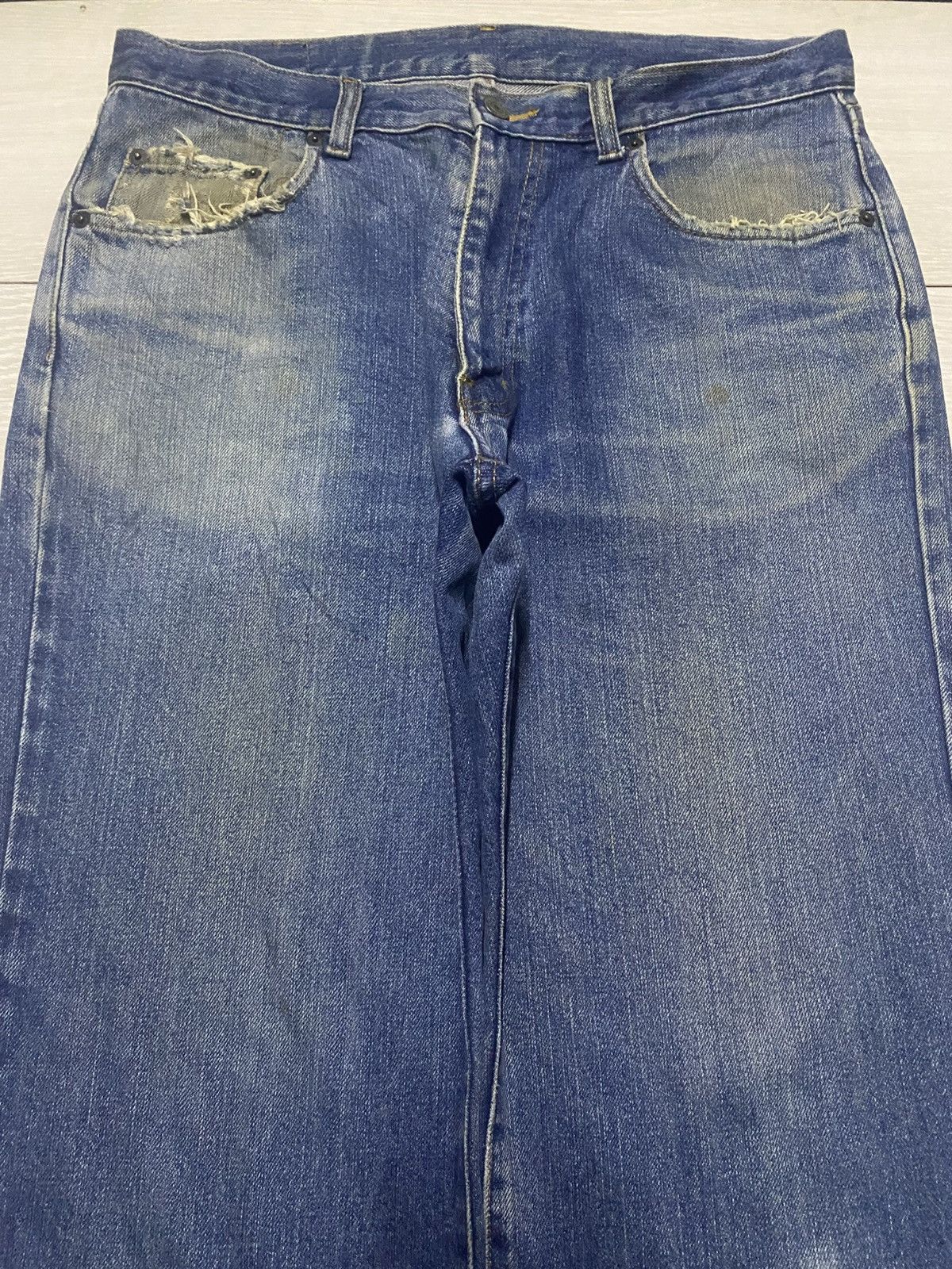 Undercover × Uniqlo Vintage Warehouse & co Mud Wash Distressed Loose Jeans Size US 33 - 3 Thumbnail