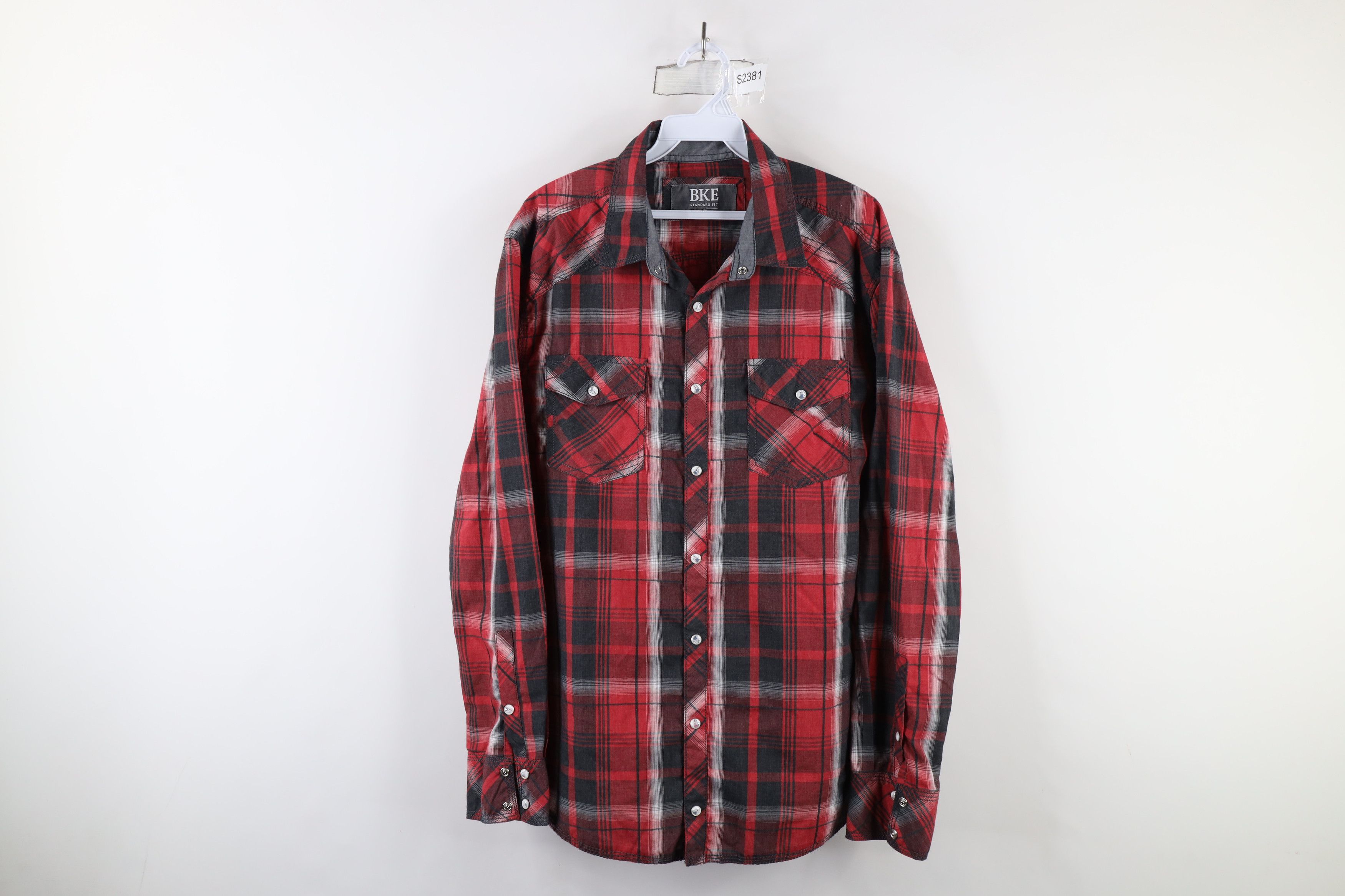 BKE × Vintage Buckle BKE Fit Thick Stitch Snap Button Western Shirt Plaid Size US L / EU 52-54 / 3 - 1 Thumbnail