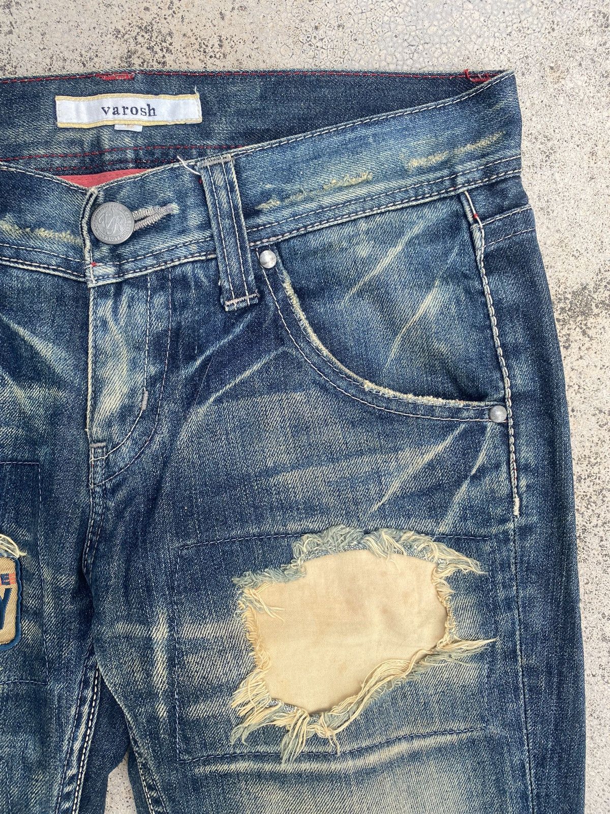 If Six Was Nine × Japanese Brand × Le Grande Bleu (L.G.B.) Japanese Brand Varosh Distressed Patch Faded Low Rise Jeans Size US 30 / EU 46 - 3 Thumbnail