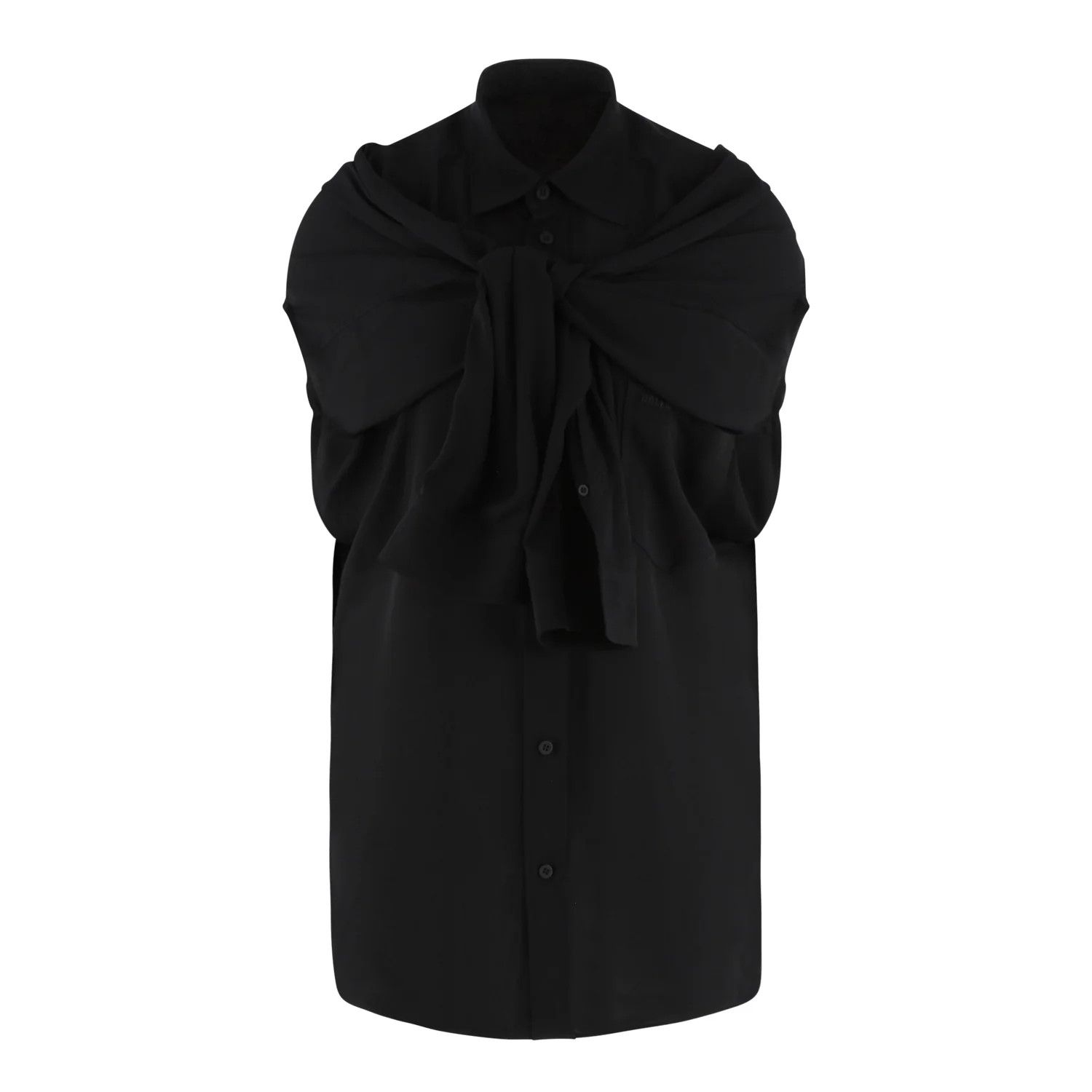 Balenciaga o1bcso1str0525 Sleeveless Knotted Shirt in Black Size L / US 10 / IT 46 - 3 Thumbnail