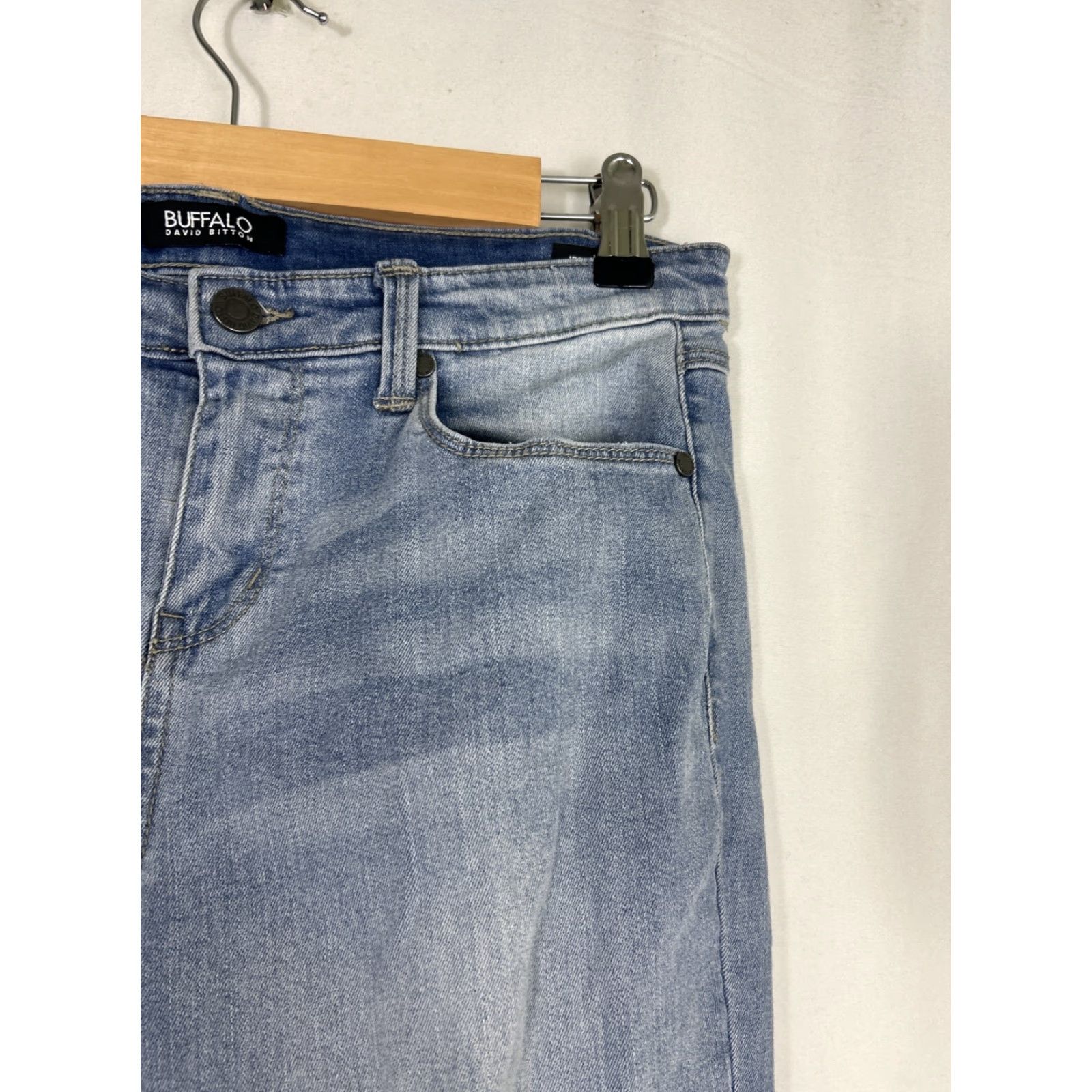 Buffalo David Bitton Buffalo Jeans Women Slim Skinny 6 28x27 Light Wash Blue Denim Cotton Blend Zip Rip and Repair 90s Classic Girls? Size 28" / US 6 / IT 42 - 5 Thumbnail