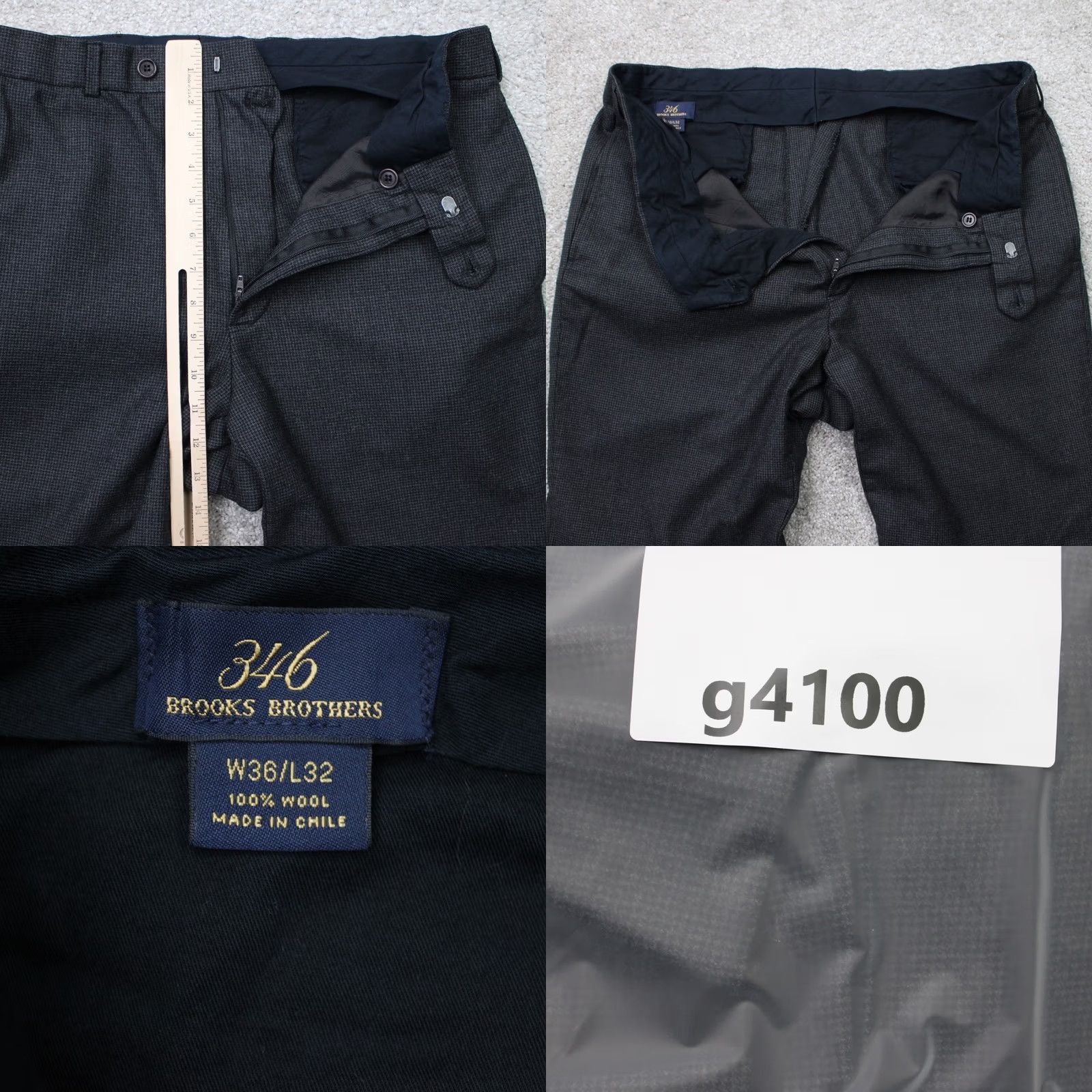Brooks Brothers Brooks Brothers 346 Pants Men 36x32 Gray Check 100% Wool Flat Front Straight Leg Dress Pants Regular Mens Size US 36 / EU 52 - 8 Thumbnail