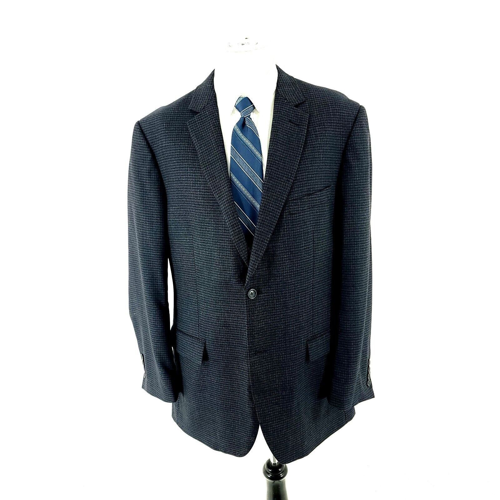 Pronto Uomo Pronto Uomo Platinum Wool 2 Button Sport Coat 42R Blue Check Size 42R - 4 Thumbnail