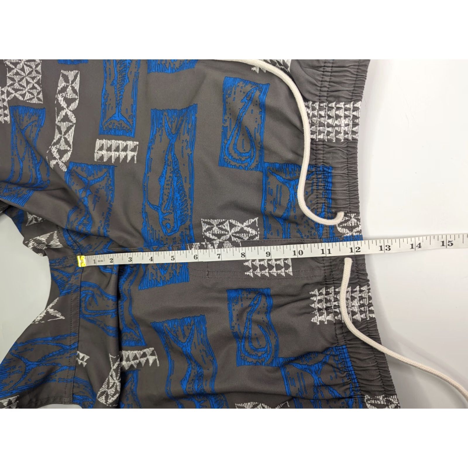 Quiksilver Quiksilver Waterman Hopu Aina Men’s Medium Swim Trunks Lined Drawstring Pockets Blue Trunks Beach Hawaii Aloha Surf Ocean Waves Pattern AOP Size ONE SIZE - 6 Thumbnail