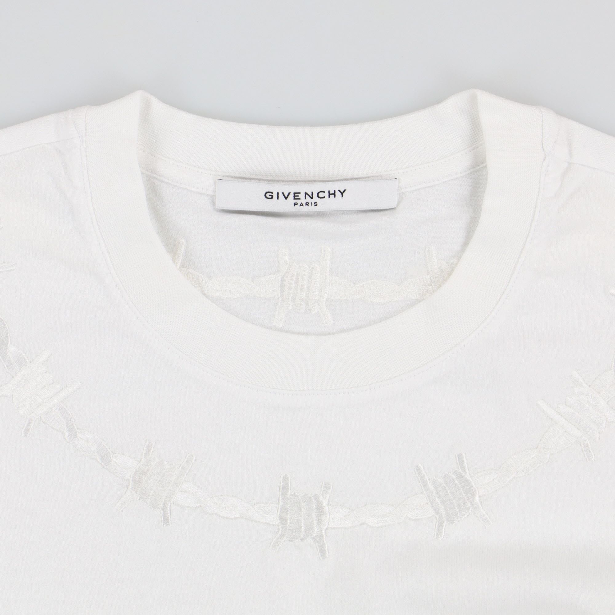 Givenchy White Embroidered Barbed Wire Oversized T-Shirt Size US XL / EU 56 / 4 - 5 Thumbnail