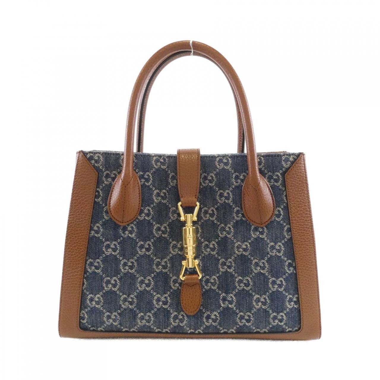 Gucci Gucci Gucci JACKIE 1961 GG Jacquard Denim Leather Bag Textile Handbag 649016 2KQGG DUTY FREE for USA Size ONE SIZE - 1 Thumbnail