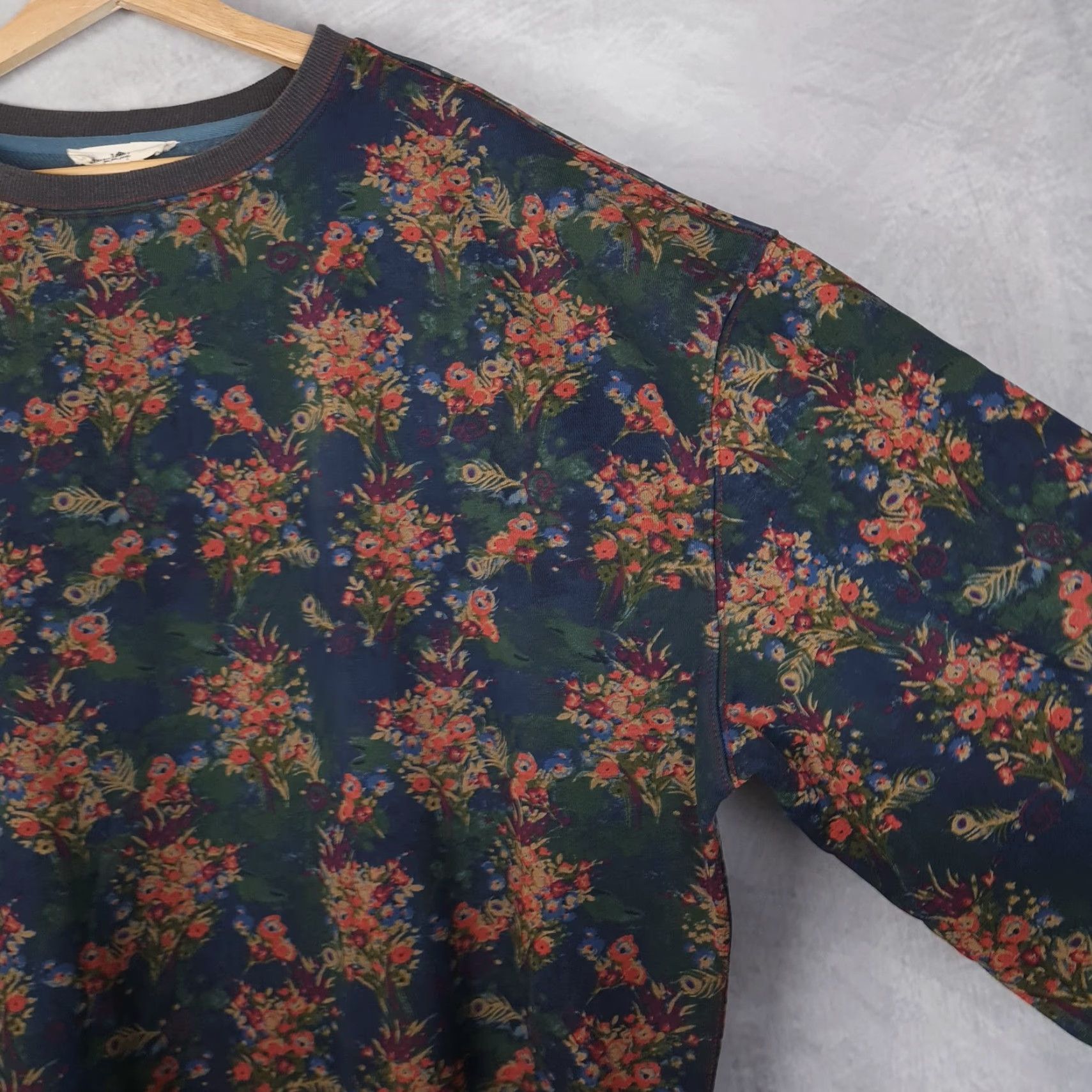 Vintage Natural Life Sweatshirt Womens S/M Navy Floral Oversized Boho Crewneck Pullover Size S / US 4 / IT 40 - 6 Thumbnail